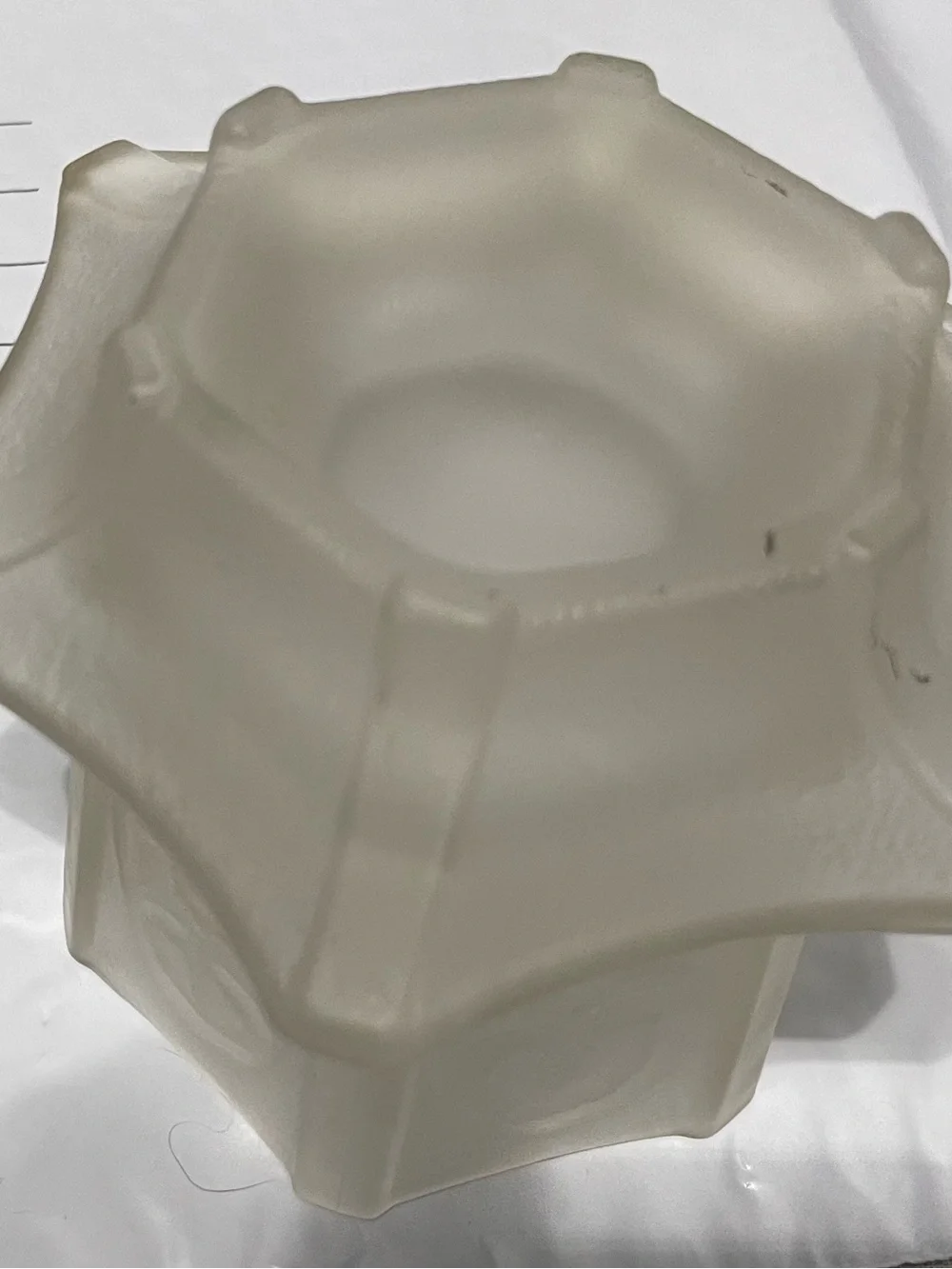 Homco Frosted Cream Glass Lantern Candle Holder with Scalloped Rim